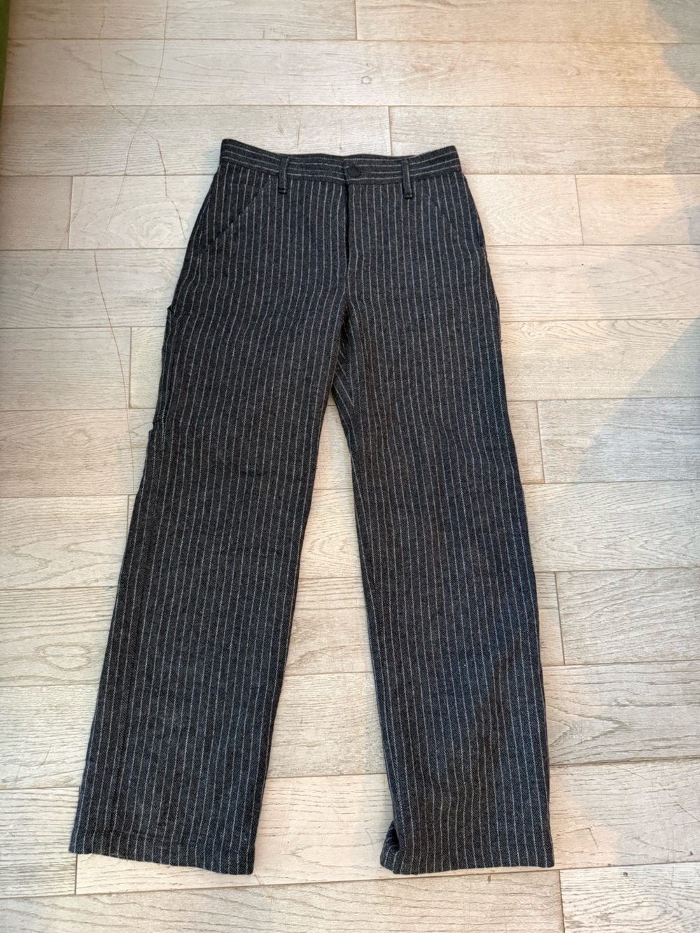 rag & bone  Black Pinstripe Wool Trousers